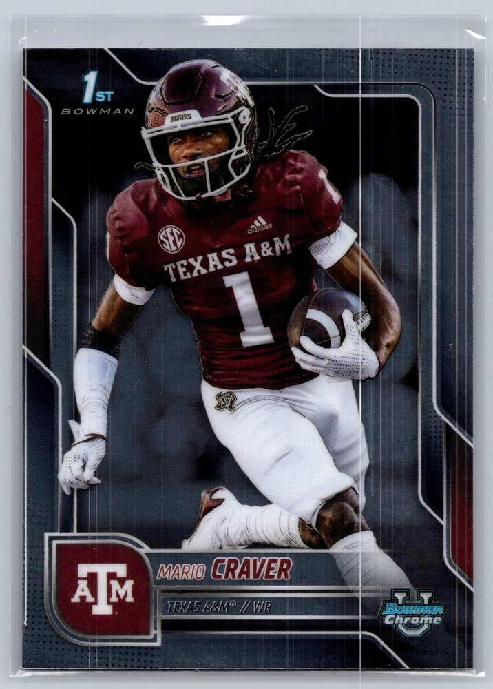 2025 Bowman University Chrome – Mario Craver #165 1st Bowman Texas A&M Aggies