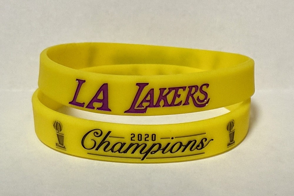 2 LOS ANGELES LAKERS 2020 NBA CHAMPIONS SILICONE WRISTBAND BRACELET