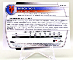 2025 Bowman Draft Chrome – #BDC-71 Mitch Voit Mojo Refractor Mets