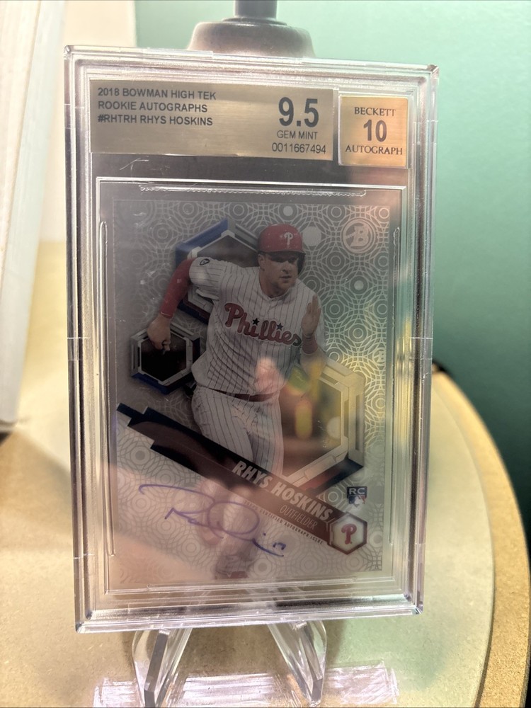 2018 Bowman High Tek Autograph Blue Rhys Hoskins BGS 9.5/10 #RHTRH