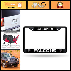 NFL Football Black Chrome License Plate Frame with Plastic Inserts 12&Prime;x6&Prime; Auto A