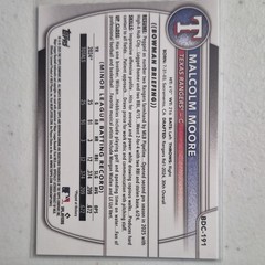 Topps 2025 Bowman Chrome Prospects Malcolm Moore Rangers BDC-191 Green /99