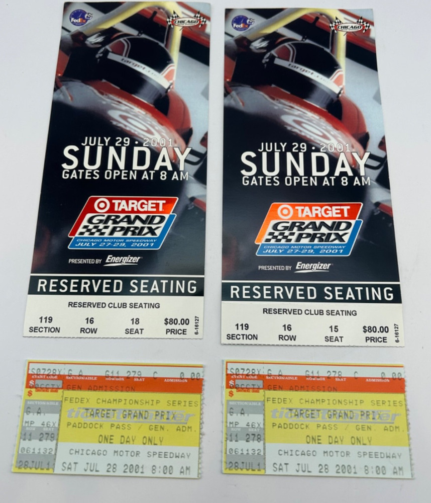 2001 Chicago Target Grand Prix CART Tickets Tribune Racing Program Lot
