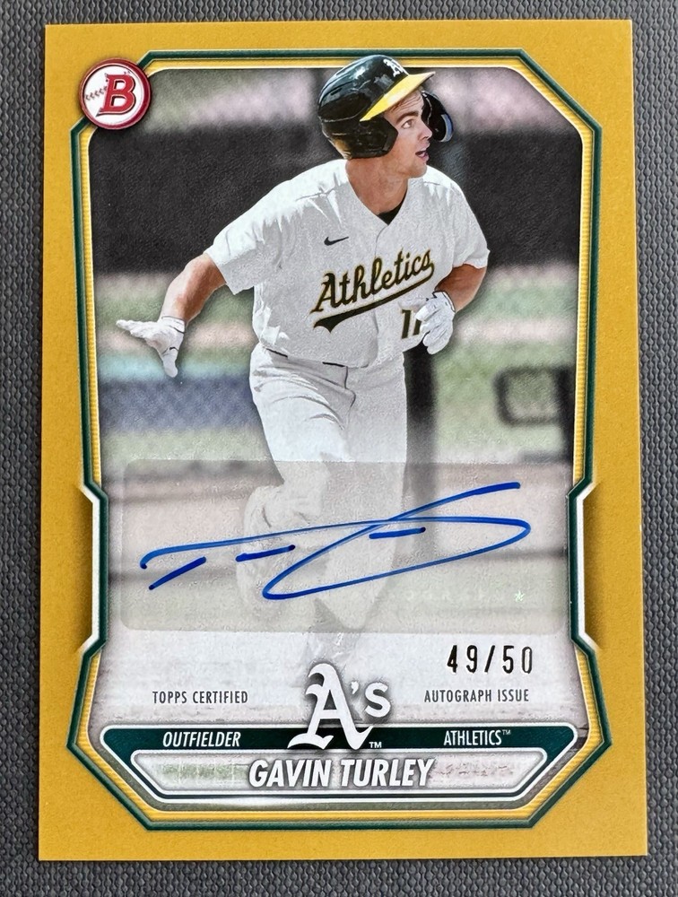 2026 Bowman Baseball Gavin Turley Gold Paper Auto /50 Oakland Athletics #BPA-GT