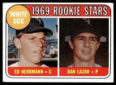 1969 Topps Card Baseball Ed Herrmann Dan Lazar RC Chicago White Sox #439 EX
