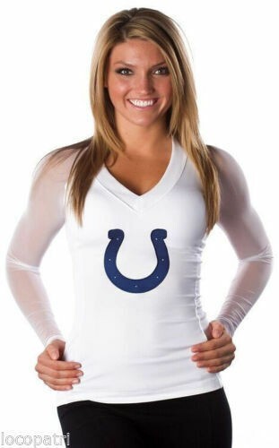 All Sport Couture NFL Womens Indianapolis Colts Wildkat White Shirt NWT L, XL