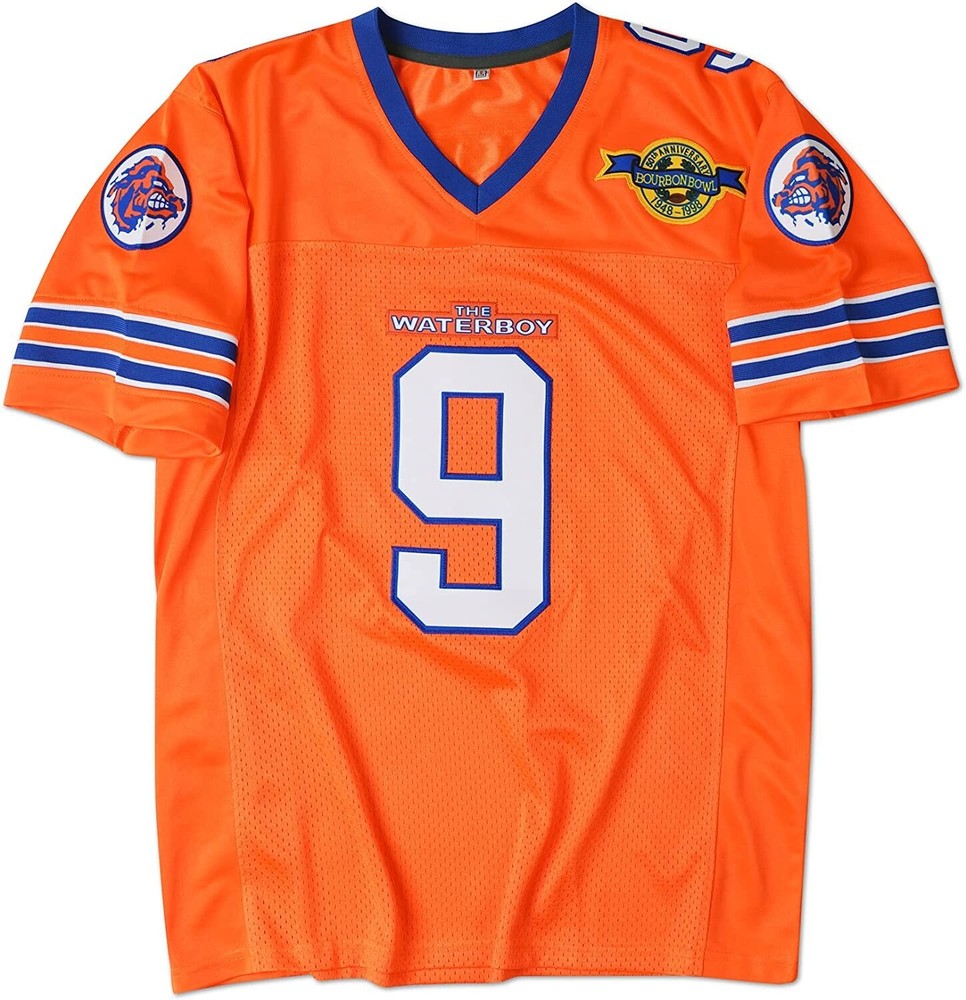 The Waterboy Bobby Boucher #9 Football Jersey Adam Sandler Orange Men&rsquo;s X-LARGE