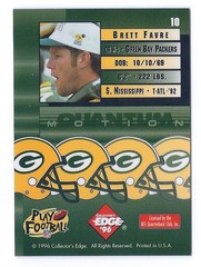 1996 Brett Favre Collector&rsquo;s Edge Quantum Motion #10 Farve Green Bay Packers