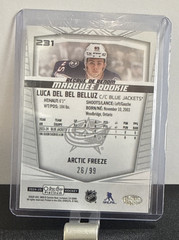 2024-25 OPC Platinum Luca Del Bel Belluz Arctic Freeze #/99 RC Blue Jackets