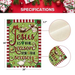 AVOIN colorlife Jesus Is The Reason For Season House Size-28 x 40&Prime;, Green