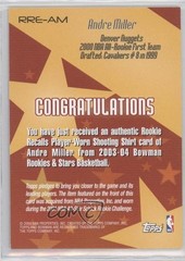 2003-04 Bowman Rookies & Stars Rookie Recall Relics Andre Miller #RRE-AM 0a1