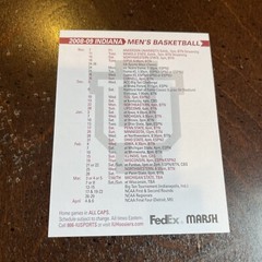2008-2009 Indiana University Men’s Basketball Schedule — Tom Crean — 4.5”x 3.5”