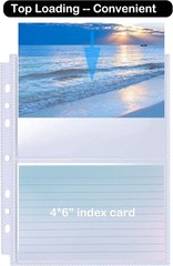 25 Pack 4×6 Index Card Binder Sleeves, Holds 100 Pieces Cards, Clear Page Pro…