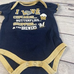 Milwaukee Brewers Baby Girl Bodysuit 6-9 Months MLB Baseball Navy Blue Snap