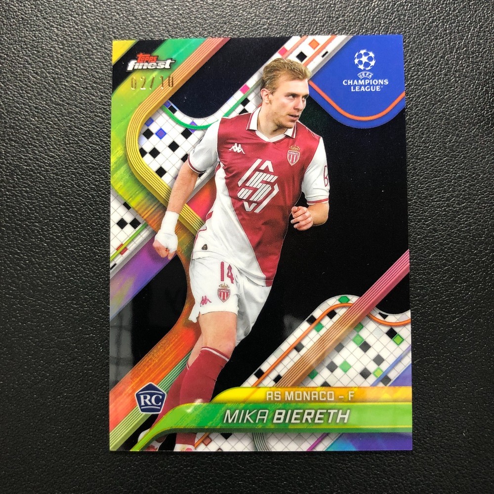 2024-25 Topps Finest UEFA Mika Biereth RC Black Refractor /10 Monaco