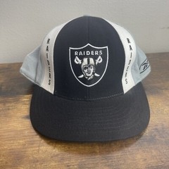 RAIDERS NFL Snapback Cap Hat 7 5/8 Black White And Gray 100 % Wool