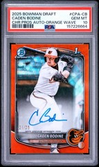 2025 Bowman Draft Chrome Prospect Auto #CPA-CB Caden Bodine Orange Wave PSA 10