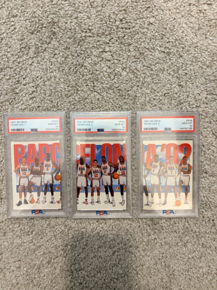 1991 Skybox Dream Team Barcelona USA #544 #545 #546 Fresh Set PSA 10 New Slabs