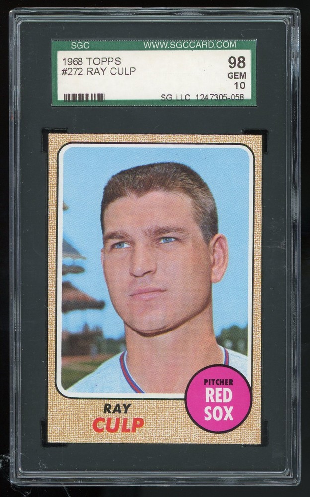 1968 Topps Ray Culp # 272 SGC 10 GEM MINT So SHARP – WOW! Very Rare to Find GM!