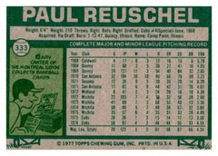 1977 Topps Paul Reuschel RC 333