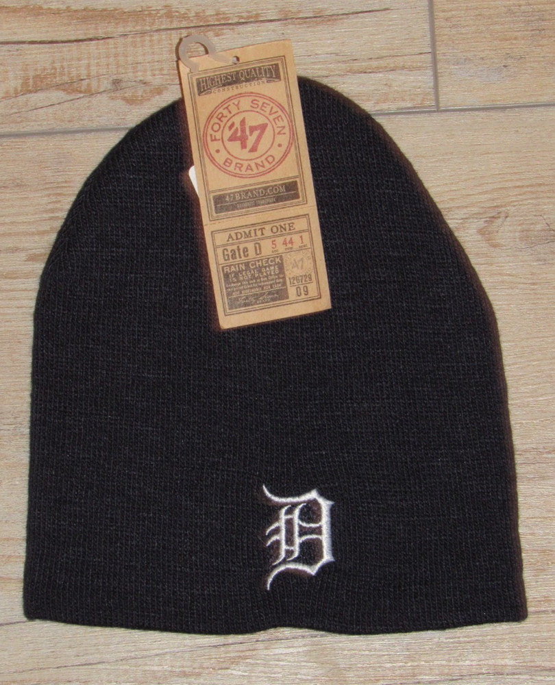 Detroit Tigers &rsquo;47 Brand Cuffless Winter Knit Dark Blue Hat Cap size Men&rsquo;s