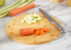 RoyalHouse Natural Bamboo Round Cutting Board for Kitchen, Pack of 2,