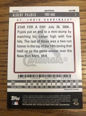 Albert Pujols 2009 Topps Ticket To Stardom Cardinals #1 *A760*