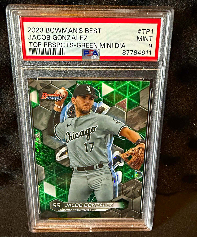 Topps 2023 Bowman&rsquo;s Best Jacob Gonzalez TP-1 Green Mini-Diamond /99 PSA 9