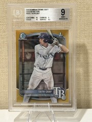 Taitn Gray 2025 Bowman Chrome Draft #BDC-7 Gold Refractor 1st RC #d /50 – Rays
