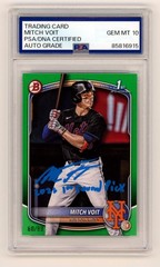 Mitch Voit 2025 Bowman Draft Signed 1st Green Rookie RC /99 w/ Insc. PSA 10 Auto