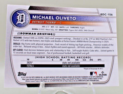 2025 Bowman Draft Chrome – Michael Oliveto #BDC-156 Tigers