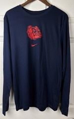 Gonzaga Bulldogs Nike Shirt Mens Large Blue Dri Fit Long Sleeve Basketball NEW