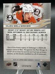 2025-26 Upper Deck Series 2 Hockey Olen Zellweger #251 Base Anaheim Ducks