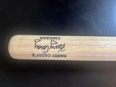 CHICAGO CUBS Harry Caray&rsquo;s Mini Bat 18&Prime; Natural Wood Stain .. Stamp Signed.