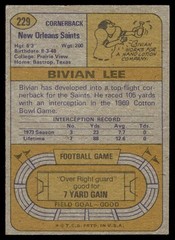 1974 Topps Football Bivian Lee RC New Orleans Saints #229 Card EX+