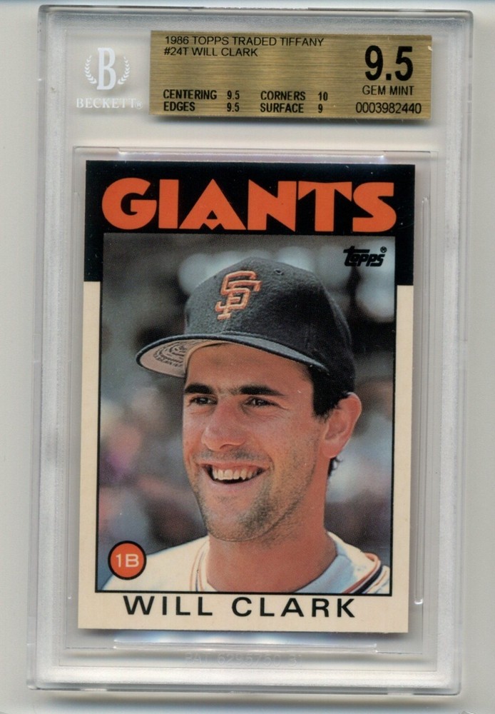 1986 Topps Traded Tiffany Will Clark #24T BGS 9.5! Gem mint! Rookie! Corners=10!