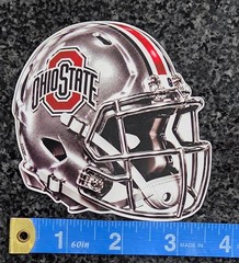 Ohio State Football Helmet Silver & Red Helmet Vinyl Decal / Sticker Water Resis