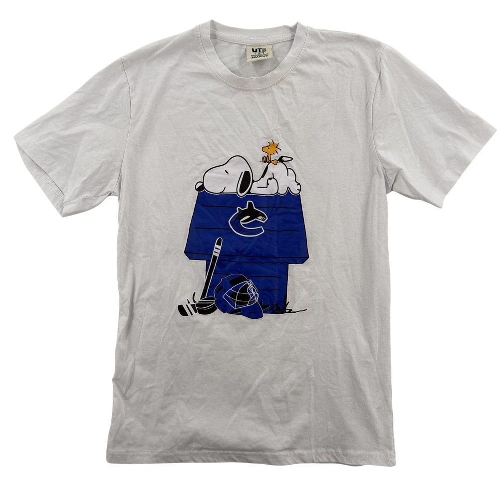 Uniqlo Vancouver Canucks Shirt Mens XL White NHL Hockey Snoopy Peanuts Graphic