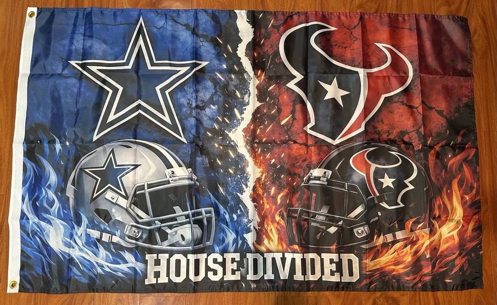 Dallas Cowboys Houston Texans House Divided Rivalry Flag 3×5 Banner Gift Rare