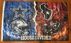 Dallas Cowboys Houston Texans House Divided Rivalry Flag 3×5 Banner Gift Rare
