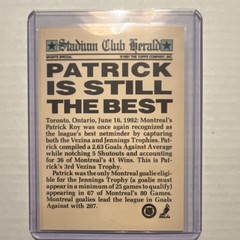 Topps 1991 Stadium Club Members Only Patrick Roy SP2 Montreal Canadiens NHL