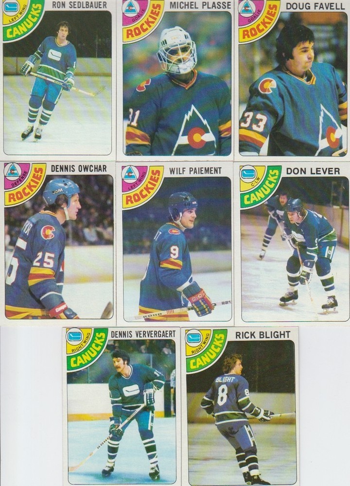 1978-79 Topps Hockey Rockies canucks 8 Cd lot Michel Plasse VG-EX #7,19,36,52,54