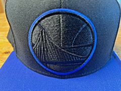 Golden State Warriors Snapback Hat Mitchell & Ness NBA Dark Blackout Logo