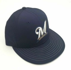 New Era Milwaukee Brewers 5950 OF 2018 Prolight BP Fit Hat Navy SZ 6 7/8, 8 1/4