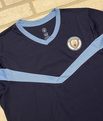 Manchester City Youth XL 2023 Training Jersey Navy Baby Blue Stripe