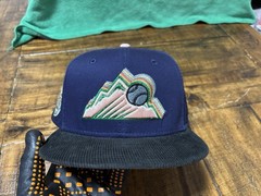 Colorado Rockies 10 Years Light Navy Black Corduroy New Era Fitted 7 5/8 PeachUV