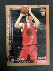 2025-26 Topps #216 Yang Hansen Gold /2025 Portland Trail Blazers