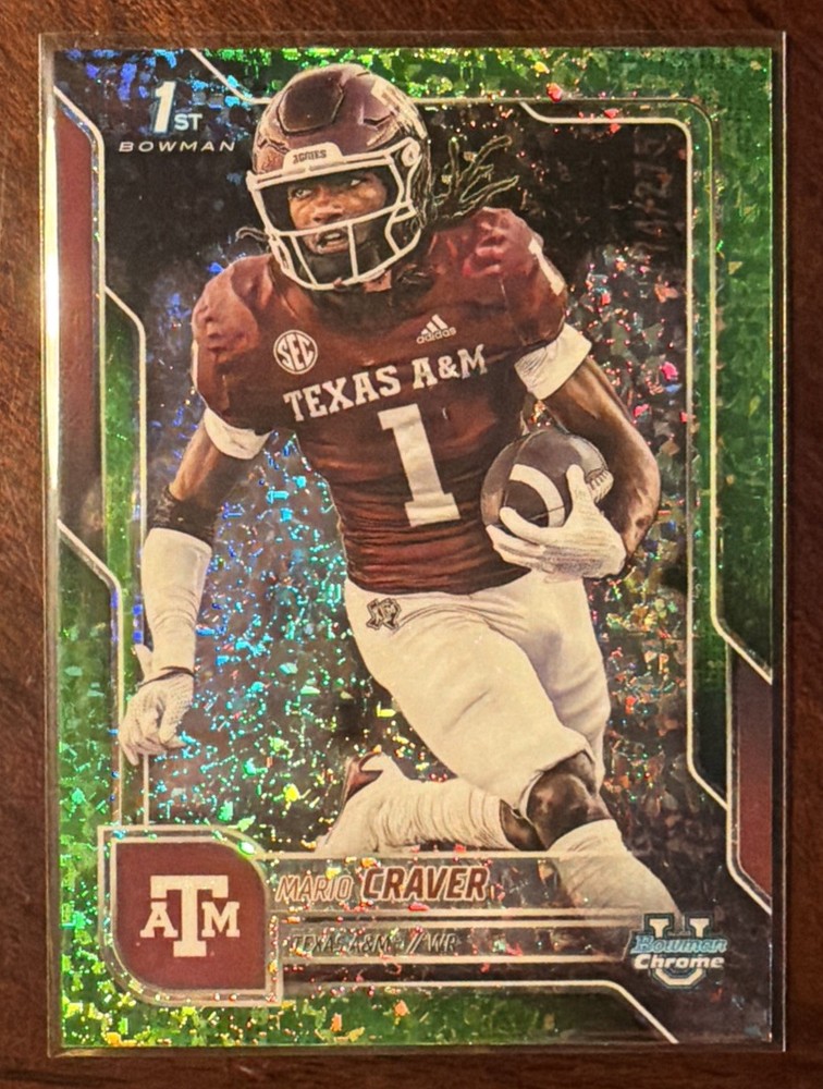Mario Craver Texas A&M 2025 Bowman U Chrome Lime Green Mini-Diamond /275 #165