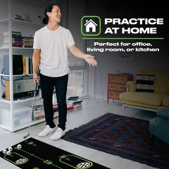 BACK 2 BASICS Golf Portable Putting Green Indoor 10&prime; x 21.6&Prime;, Black