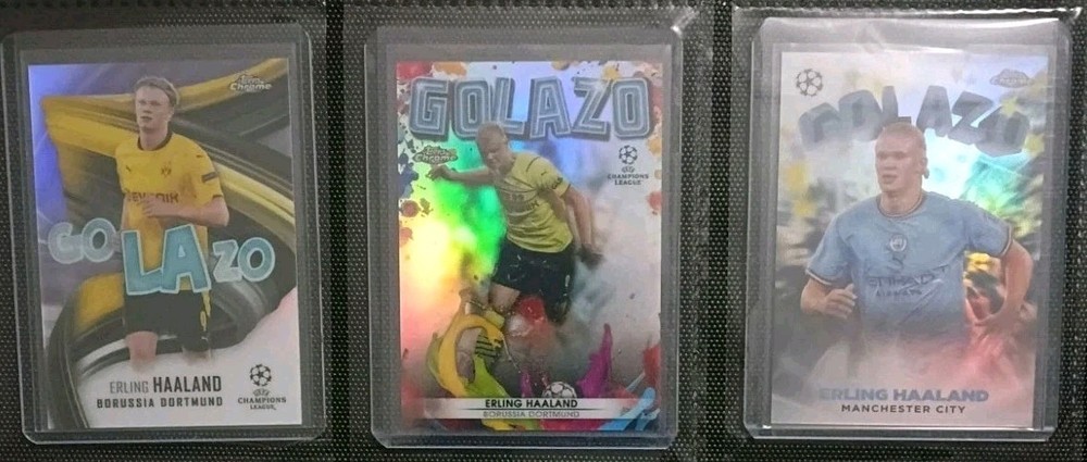 2021 + 22 + 23 Topps Chrome UEFA Erling Haaland GOLAZO (3) Refractor Insert SET
